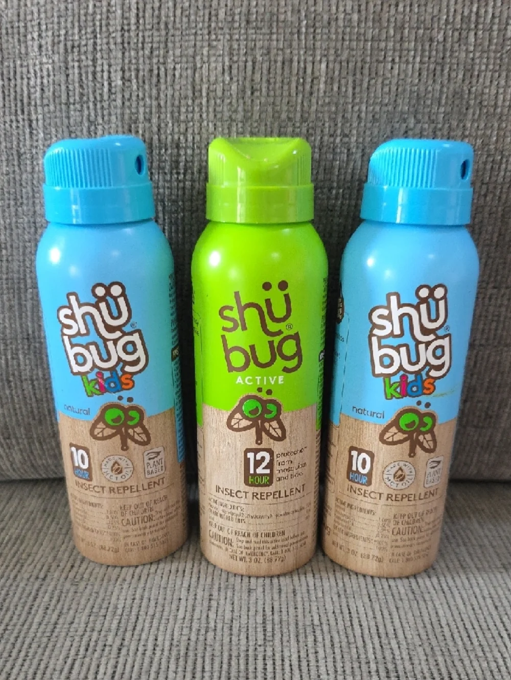 Shu Bug Kids (2) & Active (1) Insect Repellent Spray, All New, 3oz. Each.
